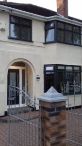bay window, aluminium, windows, home, building, replacement, renovation, anthracite grey, celsius home improvements, pvc, upvc, home, southport, grey